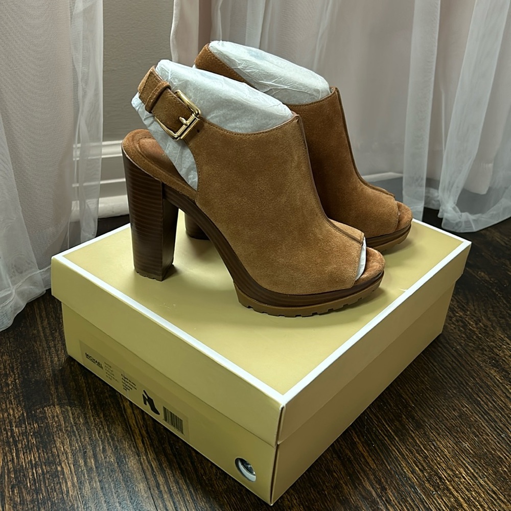 Michael Kors Suede Flynn Sling Platform Heel